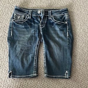 Jean Bermuda Shorts with rhinestone detail